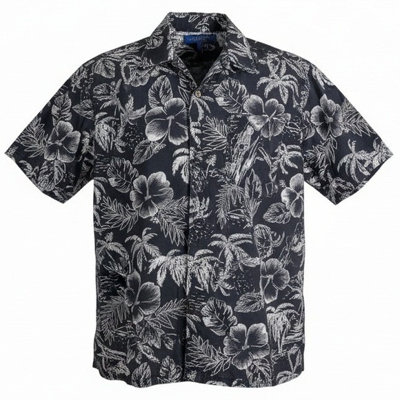 Ocean Pacific Other - Ocean Pacific Button Down Shirt Mens L Black White Tropical Floral OPS5109P